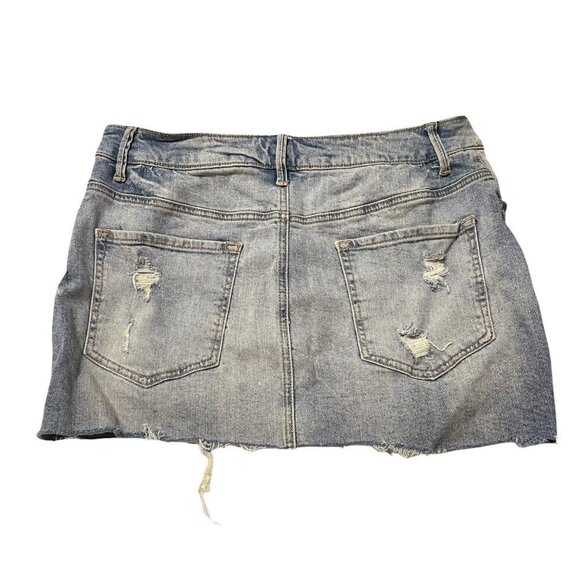 Maurices Women's Blue Distressed Raw Hem Cut Off Denim Mini Jean Skirt Medium - Picture 6 of 6